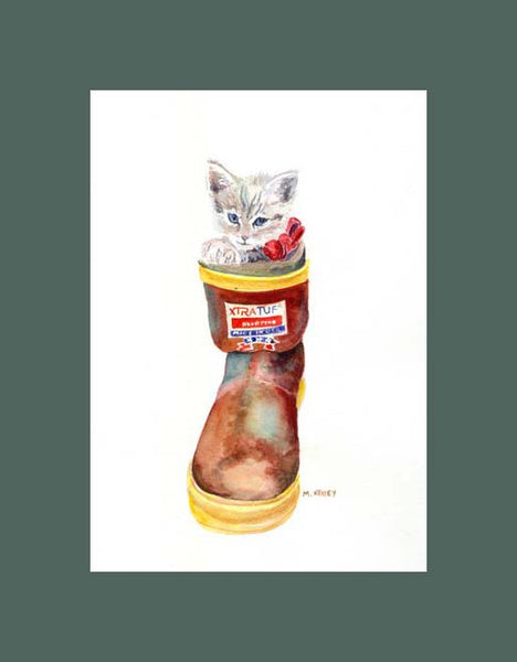 Kitten in Xtratuf Print