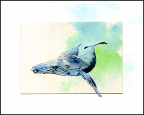 Mother humpback with its new baby print by Maida Kelley