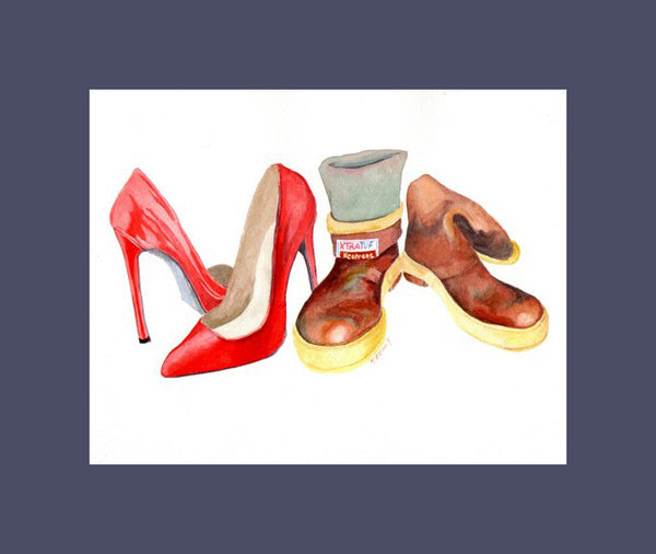 Women in Alaska must be flexible, high heels and xtratuf boots are in all of our closets