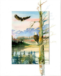 Home by Sundown matted art print by Maida Kelley Ketchikan Alaska.