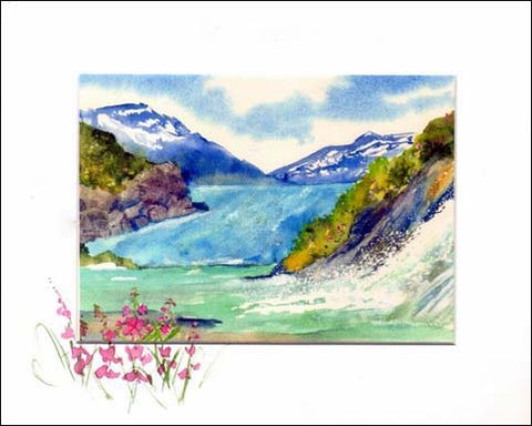 Mendenhal glacier in Juneau with nugget falls print by maida kelley